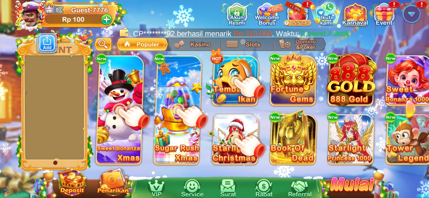 Pilihan permainan slot populer seperti Sweet Bonanza dan Gates of Olympus di 777win.